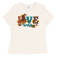 Bone love horses  leather turquoise leopard Ladies Tee - Artiststas