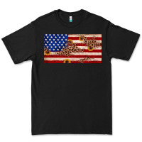 Black American flag leopard sunflower Premium Tee - JahusDesignShop