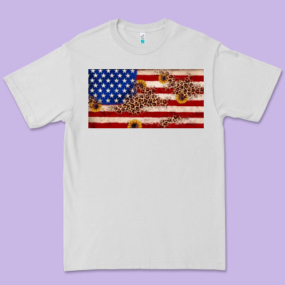American Flag Leopard Sunflower Premium Tee Designed By Jahusdesignshop