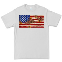 Dove Grey American flag leopard sunflower Premium Tee - JahusDesignShop