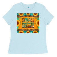 Baby Blue small business mama leopard turquoise aztec serape cowhide sunflowers Ladies Tee - Artiststas