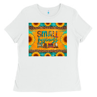 White small business mama leopard turquoise aztec serape cowhide sunflowers Ladies Tee - Artiststas