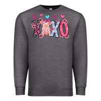 Charcoal Heather xoxo pig olivia Premium Sweatshirt - OliviaCreatesArt