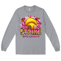 Heather Grey strike out cancer softball Long Sleeve Tee - Artiststas