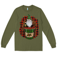 Army Green gnomes with coffee christmas Long Sleeve Tee - RanaPortraitStore