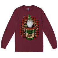 Burgundy gnomes with coffee christmas Long Sleeve Tee - RanaPortraitStore