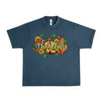 Midnight Navy thankful pumpkins Urban Heavy Tee - MaliasSmallBusiness