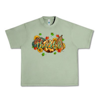 Oil Green thankful pumpkins Urban Heavy Tee - MaliasSmallBusiness