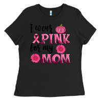 Black i wear pink for my mom sunlower and pumpkin Ladies Tee - AdoDesignShop