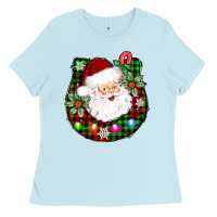 Baby Blue horseshoe santa Ladies Tee - AdoDesignShop