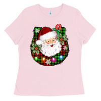 Bubblegum Pink horseshoe santa Ladies Tee - AdoDesignShop