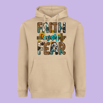 Faith Over Fear Heavyweight Hoodie Designed By Oliviacreatesart