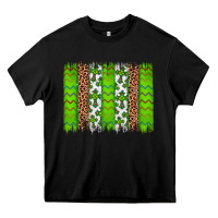 Black Western St. Patrick's Shamrock Cross Leopard Brushstroke Heavy Core Tee - Artiststas