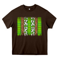 Chocolate Brown Western St. Patrick's Shamrock Cross Leopard Brushstroke Heavy Core Tee - Artiststas