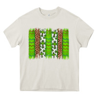 Cream Western St. Patrick's Shamrock Cross Leopard Brushstroke Heavy Core Tee - Artiststas