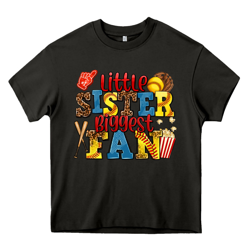 Little Sister Biggest Fan Softball Heavy Core Tee by AdoDesignShop | Teevron