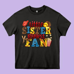 Little Sister Biggest Fan Softball Heavy Core Tee Designed By Adodesignshop