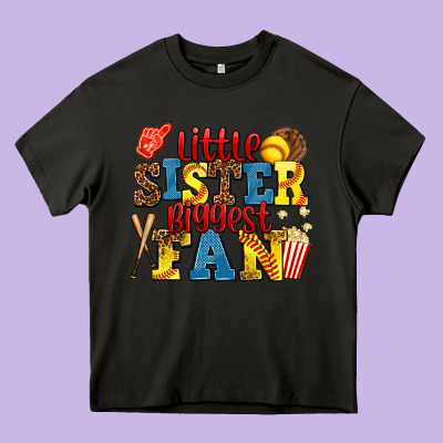 Little Sister Biggest Fan Softball Heavy Core Tee Designed By Adodesignshop
