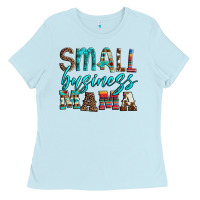 Baby Blue small business mama leopard turquoise aztec serape cowhide Ladies Tee - Artiststas