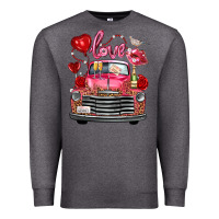 Charcoal Heather Western Valentines Day Truck Love Bird Letter Premium Sweatshirt - FaDigitalArtStudio