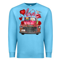 Ocean Blue Western Valentines Day Truck Love Bird Letter Premium Sweatshirt - FaDigitalArtStudio