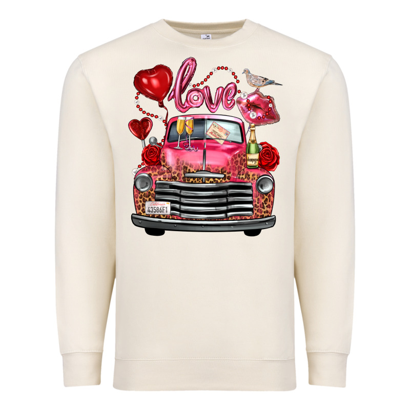 Western Valentines Day Truck Love Bird Letter Premium Sweatshirt by FaDigitalArtStudio | Teevron