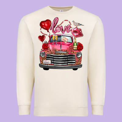 Western Valentines Day Truck Love Bird Letter Premium Sweatshirt Designed By Fadigitalartstudio