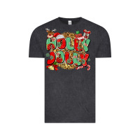 Vintage Black holly jolly christmas Vintage Tee - MaliasSmallBusiness