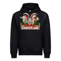 Black Merry Christmas Goats Urban Hoodie - LillyAllenDesigns