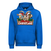 Cobalt Merry Christmas Goats Urban Hoodie - LillyAllenDesigns