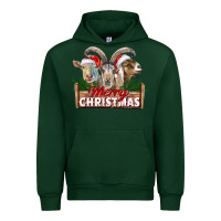 Forest Green Merry Christmas Goats Urban Hoodie - LillyAllenDesigns