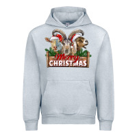 Heather Grey Merry Christmas Goats Urban Hoodie - LillyAllenDesigns