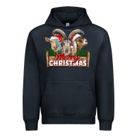 Navy Merry Christmas Goats Urban Hoodie - LillyAllenDesigns
