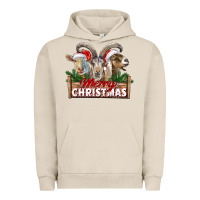 Pigment French Oak Merry Christmas Goats Urban Hoodie - LillyAllenDesigns