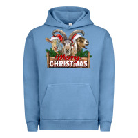 Pigment Pebble Blue Merry Christmas Goats Urban Hoodie - LillyAllenDesigns