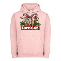 Pigment Salmon Merry Christmas Goats Urban Hoodie - LillyAllenDesigns