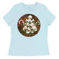 Baby Blue Merry Christmas Baseball Ladies Tee - RanaPortraitStore