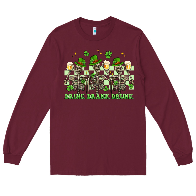 St. Patrick's Day Skeletons Drink Drank Drunk Long Sleeve Tee by Artiststas | Teevron