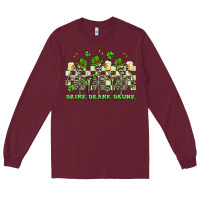 Burgundy st. patrick's day skeletons drink drank drunk Long Sleeve Tee - Artiststas