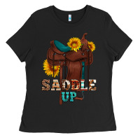Black saddle up cowboy western sunflowers Ladies Tee - Artiststas