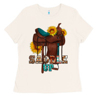 Bone saddle up cowboy western sunflowers Ladies Tee - Artiststas