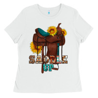 Saddle Up Cowboy Western Sunflowers Ladies Tee | Teevron