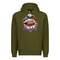 Army Green Baseball lips Premium Hoodie - HowdyJamesFarm
