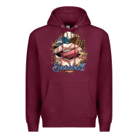 Burgundy Baseball lips Premium Hoodie - HowdyJamesFarm