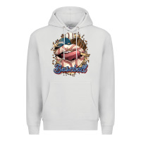 Dove Grey Baseball lips Premium Hoodie - HowdyJamesFarm