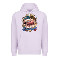 Lilac Baseball lips Premium Hoodie - HowdyJamesFarm