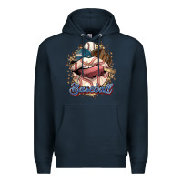Navy Baseball lips Premium Hoodie - HowdyJamesFarm