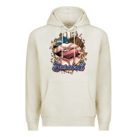 Oatmeal Heather Baseball lips Premium Hoodie - HowdyJamesFarm