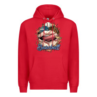 Red Baseball lips Premium Hoodie - HowdyJamesFarm