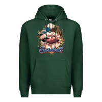 Sports Green Baseball lips Premium Hoodie - HowdyJamesFarm